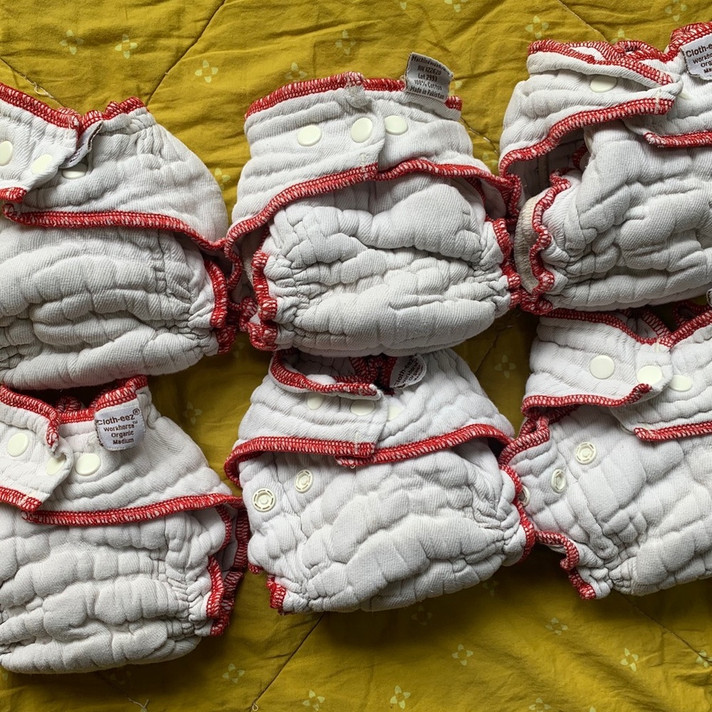 Six Organic Cotton GMD Cloth-Eez Cloth Diapers